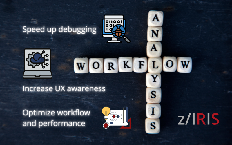 Benifits of z/IRIS Mainframe Workflow Tracing speed up debugging increase UX awareness optimize workflow and performance